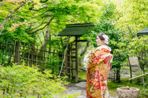名古屋の白鳥庭園で和装ロケーション前撮り　新婦ソロ