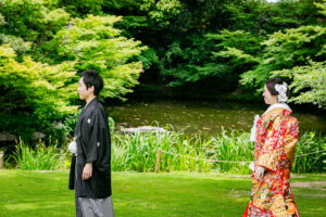 名古屋の白鳥庭園で和装ロケ　コマドリショット1
