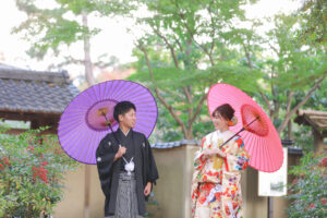 名古屋市鶴舞公園和装前撮りロケーション和傘