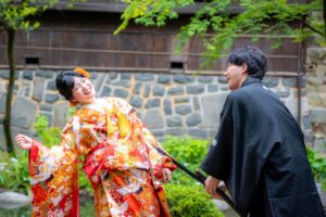 おもしろ前撮りポーズ人気の揚輝荘で名古屋の格安前撮り和装ロケーションフォト