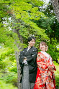 色打掛和装ロケーション　背中合わせ