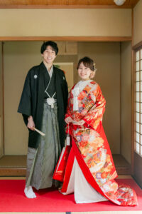 名古屋市の中村公園桐蔭茶席で和装前撮り　立ち姿