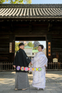 徳川園で和装ウェディングフォト　白無垢前撮り結婚しましたガーランド