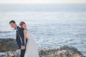 野間灯台洋装ロケーション前撮りレポ《海でウェディングフォト》