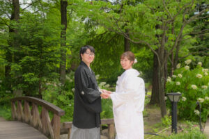 久屋大通庭園フラリエでウェディングフォト　白無垢前撮り　和装も洋装も映えるロケ地