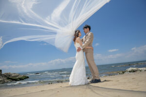 野間灯台洋装ロケーション前撮りレポ《海でウェディングフォト》