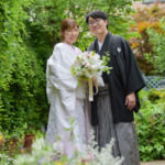 久屋大通庭園フラリエで和装フォトウェディング 花や緑に囲まれて白無垢前撮り 久屋大通庭園フラリエで和装フォトウェディング 花や緑に囲まれて白無垢前撮り